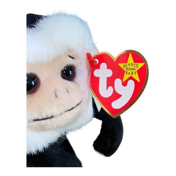 Ty Beanie Babies "Mooch" Monkey Plush Toy 1998 Black & Cream Collectible - Picture 5 of 9